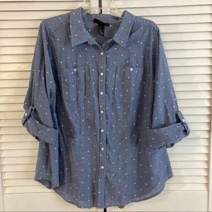Polka dot chambray lane Bryant 22 plus size top
